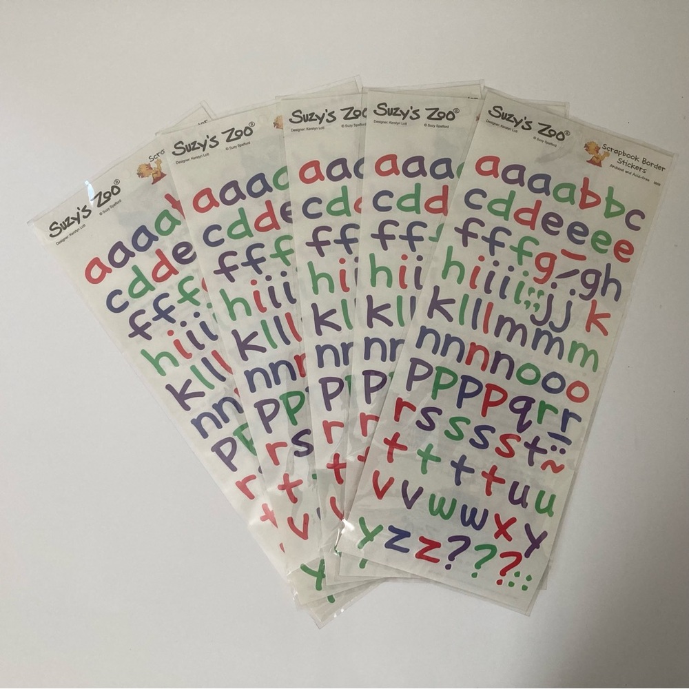 Suzy's Zoo Lowercase Alphabet Letters Scrapbook Border Stickers Lot